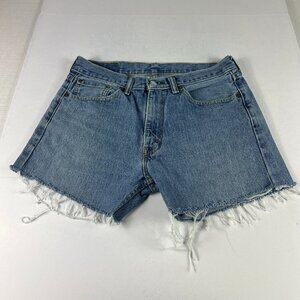 Levi's Jean Shorts Men's 33* 505 Blue Faded Cut Off Cotton Denim Jorts Tag 32